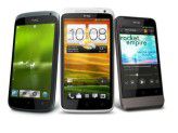 Die HTC One Serie. Von links: HTC One S, HTC One X und das HTC One V.
