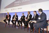 Auf dem Podium der Hamburger IT-Strategietage: (v.l.n.r.) Horst Ellermann, Rainer Janßen, Michael Kollig, Wolfgang Fritz, Friedrich Fröschl und Helmut Krcmar.