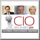 Die Gewinner des Global Exchange Award sind: Platz 1: Patrick Naef (links), Emirates Group; Platz 2: Gerald Höhne, SMA Solar Technology AG und Stefanie Kemp von der Vorwerk & Co KG auf dem 3. Platz.
