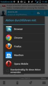 Die verschiedenen Browser in Android - auf Wunsch kann man einen Browser als neuen Standard definieren. 