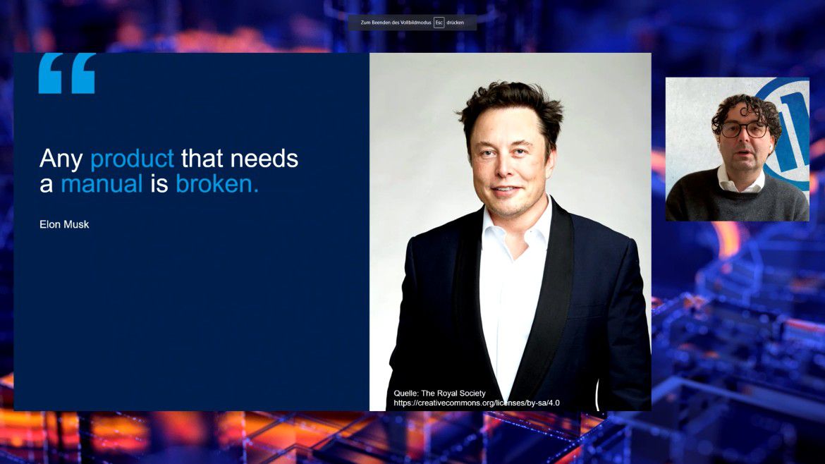 Von Tesla-Chef Elon Musk lernen: Axel Schell während seiner Präsentation auf den Hamburger IT-Strategietagen 2022.